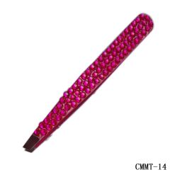 Pink Crystal Stainless steel Slant Tip Tweezers